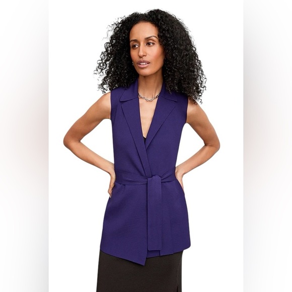 M.M. Lafleur Amethyst Purple Jardigan Sleeveless Knit Blazer Vest Size Medium - Picture 11 of 11